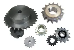 Shop gears and sprockets for woodworking machines.