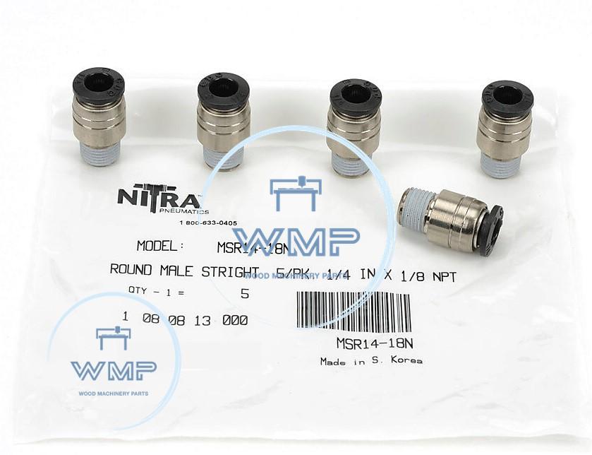 1/8" tube to 1/4" NPT pneumatic push-to-connect fitting, male, elbow, rotating