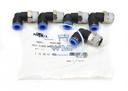 (5) 5/16" tube to 3/8" male BSPT pneumatic push-to-connect fitting, male, elbow, rotating