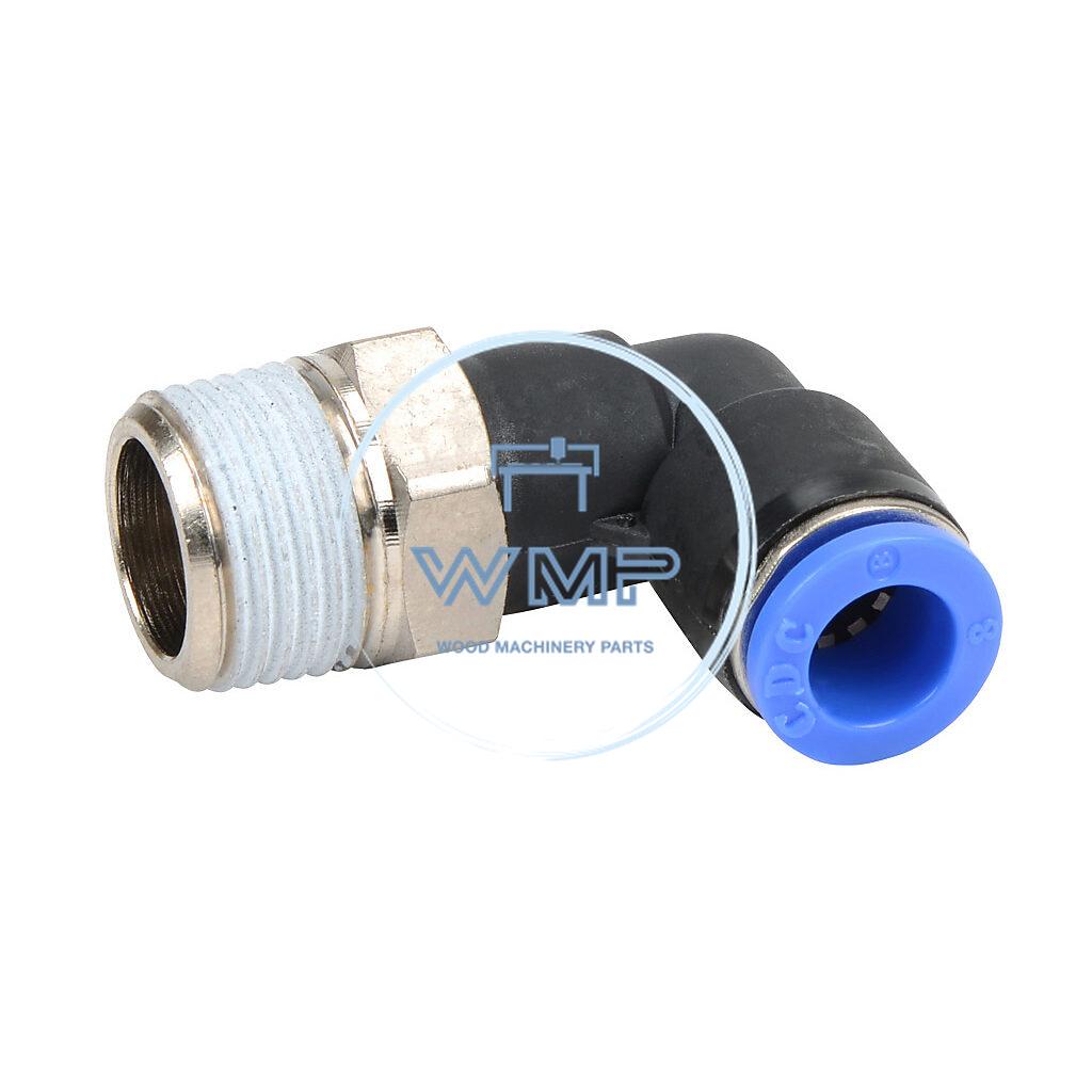 (1) 5/16" tube to 3/8" male BSPT pneumatic push-to-connect fitting, male, elbow, rotating