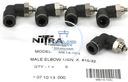 1/4in tube to #10-32 pneumatic push-to-connect fitting, male, elbow, rotating