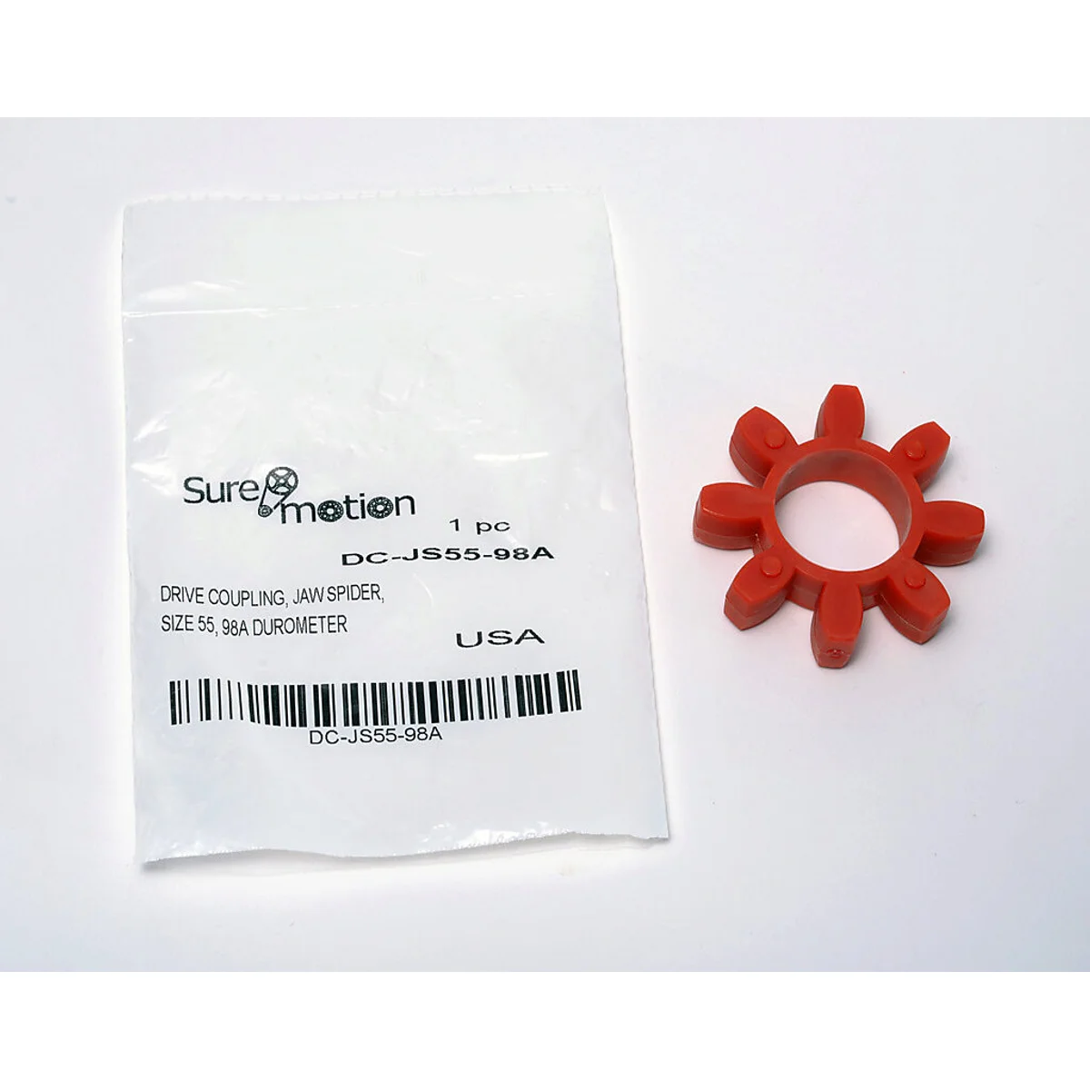 SureMotion drive coupling spider, jaw type, size 55, polyurethane, 98A durometer. For use with DC-JAC55 series hubs. - Image 2