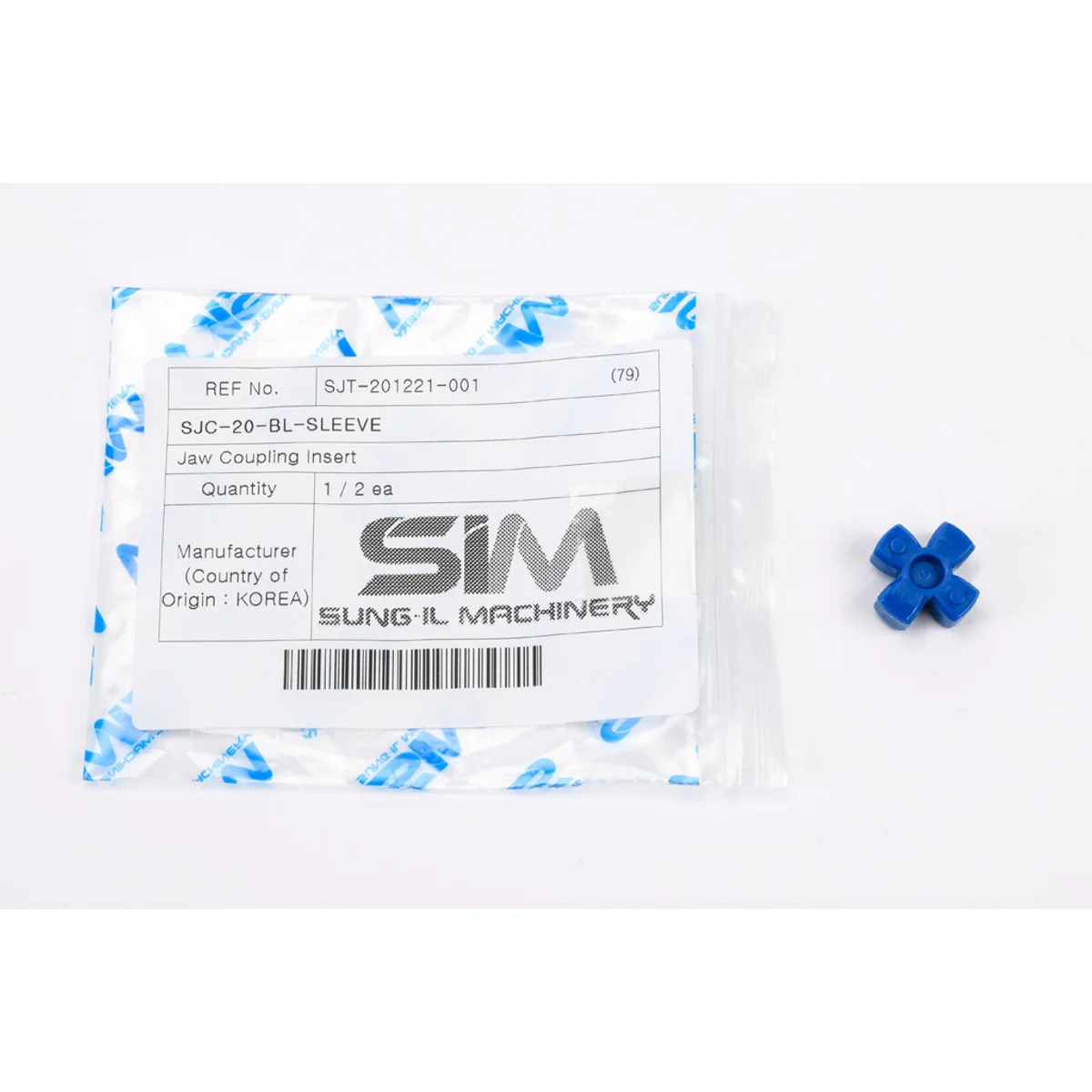 Sung-Il Machinery drive coupling spider, jaw type, size 20, thermoplastic polyurethane, 98A durometer. For use with SJC-20C series hubs. - Image 2