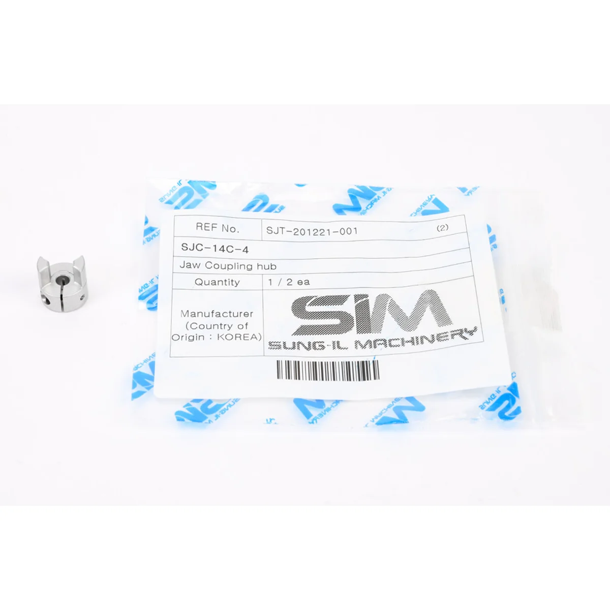 Sung-Il Machinery drive coupling hub, jaw type, aluminum alloy, clamp, size 14, 4mm bore. Requires SJC-14 series spiders. - Image 2