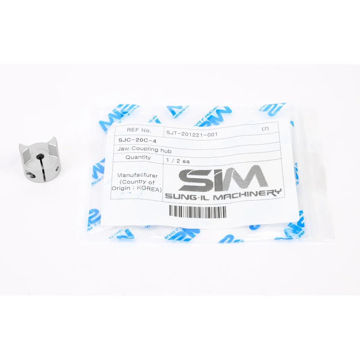 Sung-Il Machinery drive coupling hub, jaw type, aluminum alloy, clamp, size 20, 4mm bore. Requires SJC-20 series spiders. - Image 2