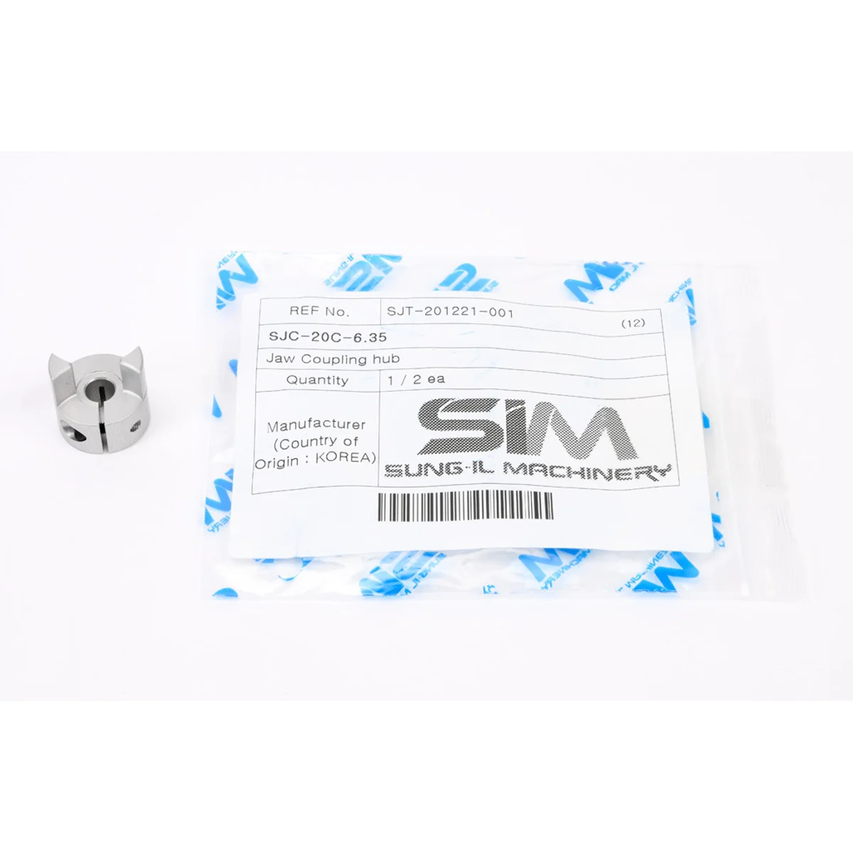 Sung-Il Machinery drive coupling hub, jaw type, aluminum alloy, clamp, size 20, 1/4in bore. Requires SJC-20 series spiders. - Image 2