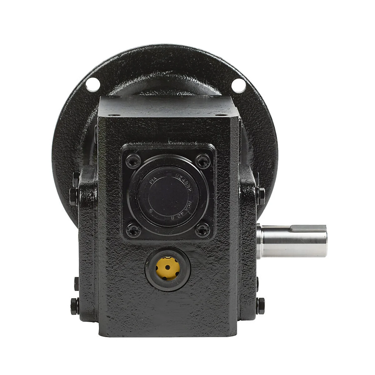 IronHorse heavy-duty worm gearbox, 5:1 ratio, NEMA 56C input, left hand, 0.875in diameter output shaft, nominal 2.83hp at 1.0 SF, 499 lb-in mechanical output torque, 1-3/4in center distance, cast iron housing, tapped-base mount. - Image 1