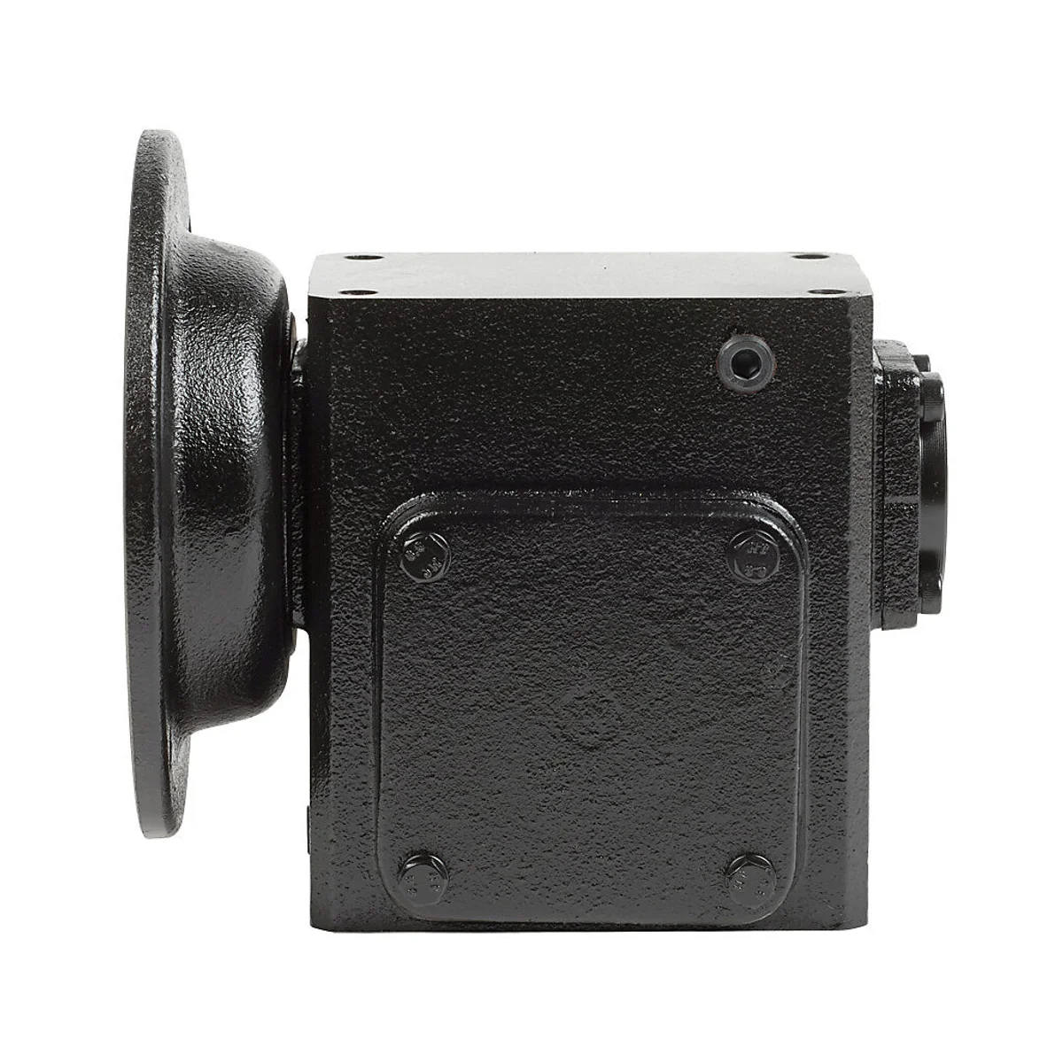 IronHorse heavy-duty worm gearbox, 5:1 ratio, NEMA 56C input, left hand, 0.875in diameter output shaft, nominal 2.83hp at 1.0 SF, 499 lb-in mechanical output torque, 1-3/4in center distance, cast iron housing, tapped-base mount. - Image 2