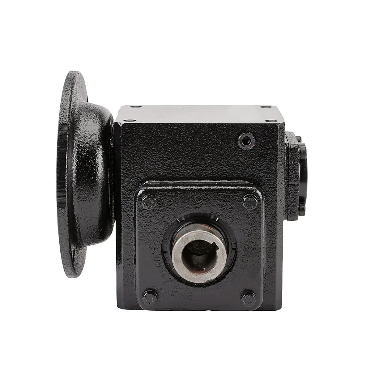 IronHorse heavy-duty worm gearbox, 10:1 ratio, NEMA 56C input, hollow, 1in diameter output shaft, nominal 1.57hp at 1.0 SF, 515 lb-in mechanical output torque, 1-3/4in center distance, cast iron housing, tapped-base mount. - Image 3