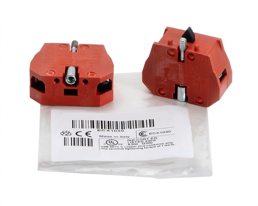 GCX, ECX, and ECP Series Pushbuttons and Switches Contact Block, 22mm, (1) N.C. contact, (ECX1030) - Image 1