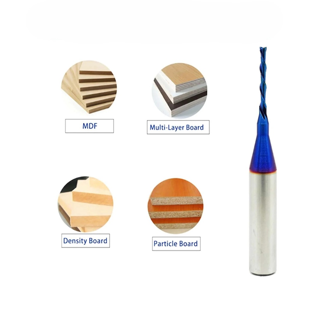Router Bit, Down Cut, 1/16" Cutting Dia., 1/4" Shank, Solid Carbide with Nano Blue Coating - Image 2