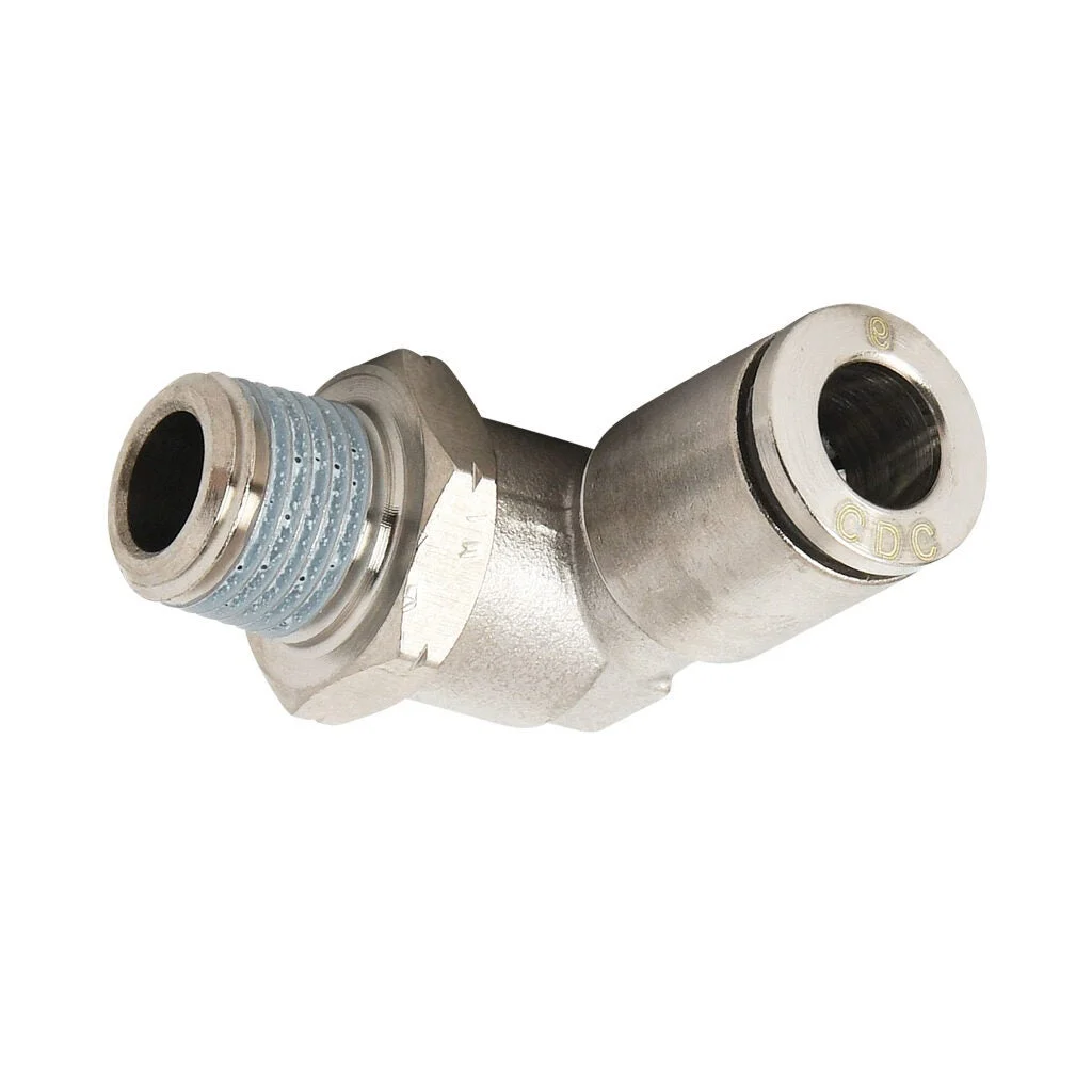 6mm tube to 1/4" male NPT pneumatic push-to-connect fitting, elbow, rotating, nickel-plated - Image 5