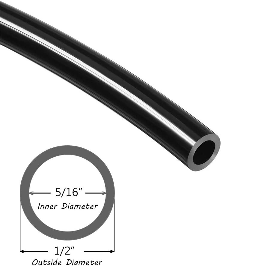 Pneumatic Tubing, Air Line, Air Hose, Polyurethane, Black, 1/2 Inch O.D., .328 Inch I.D., (100ft Package) - Image 1