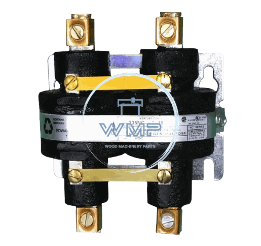 Mercury Relay, 35 Amp, Dbl Pole (2), 24VAC, 12 VDC,  Normally Closed (NC) Contacts