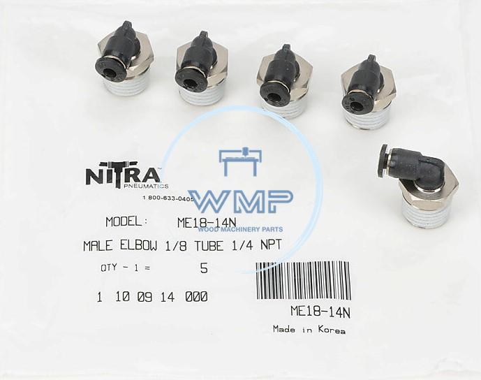 1/8" tube to 1/4" NPT pneumatic push-to-connect fitting, male, elbow, rotating (Pack of 5)