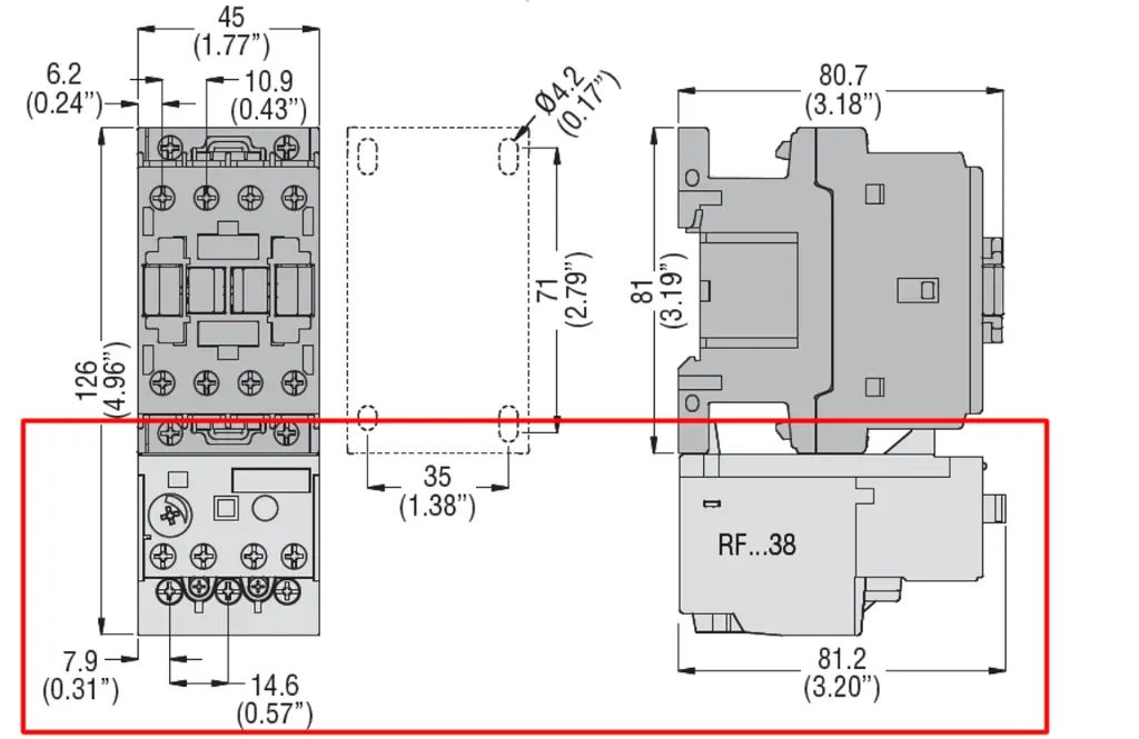 Motor Protection Relay, 3 Pole, Man or Auto Reset, RF381400