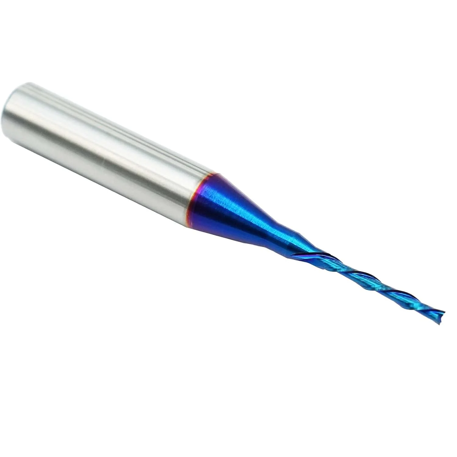 Router Bit, Down Cut, 1/16" Cutting Dia., 1/4" Shank, Solid Carbide with Nano Blue Coating