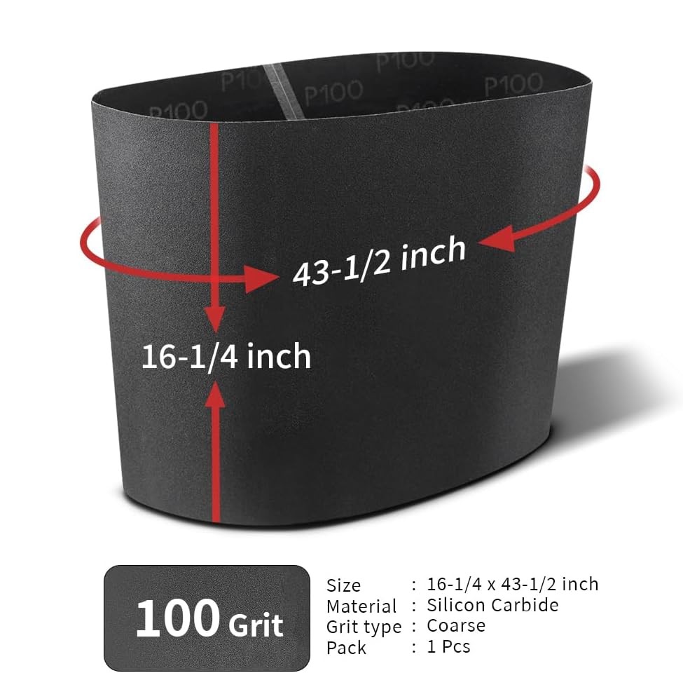 Laguna Supermax 16|32 Drum Sander Conveyor Feed Belt, Silicon Carbide, 16-1/4" x 43-1/2", 100 Grit