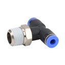 5/32" tube to 1/4" male BSPT, pneumatic push-to-connect fitting, branch tee, rotating