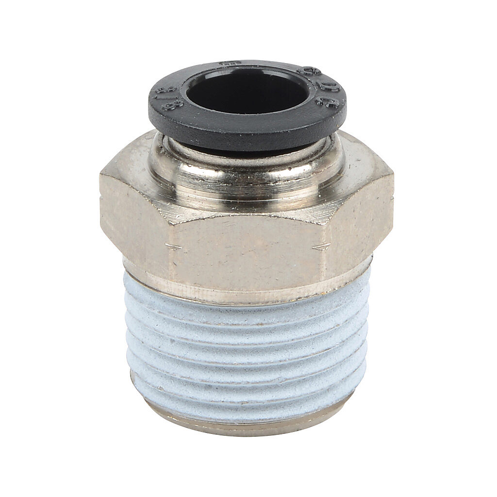 3/8" tube to 1/2" NPT pneumatic push-to-connect fitting, male, straight