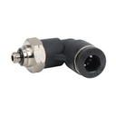 1/4" tube to #10-32 UNF, pneumatic push-to-connect fitting, male, elbow, rotating