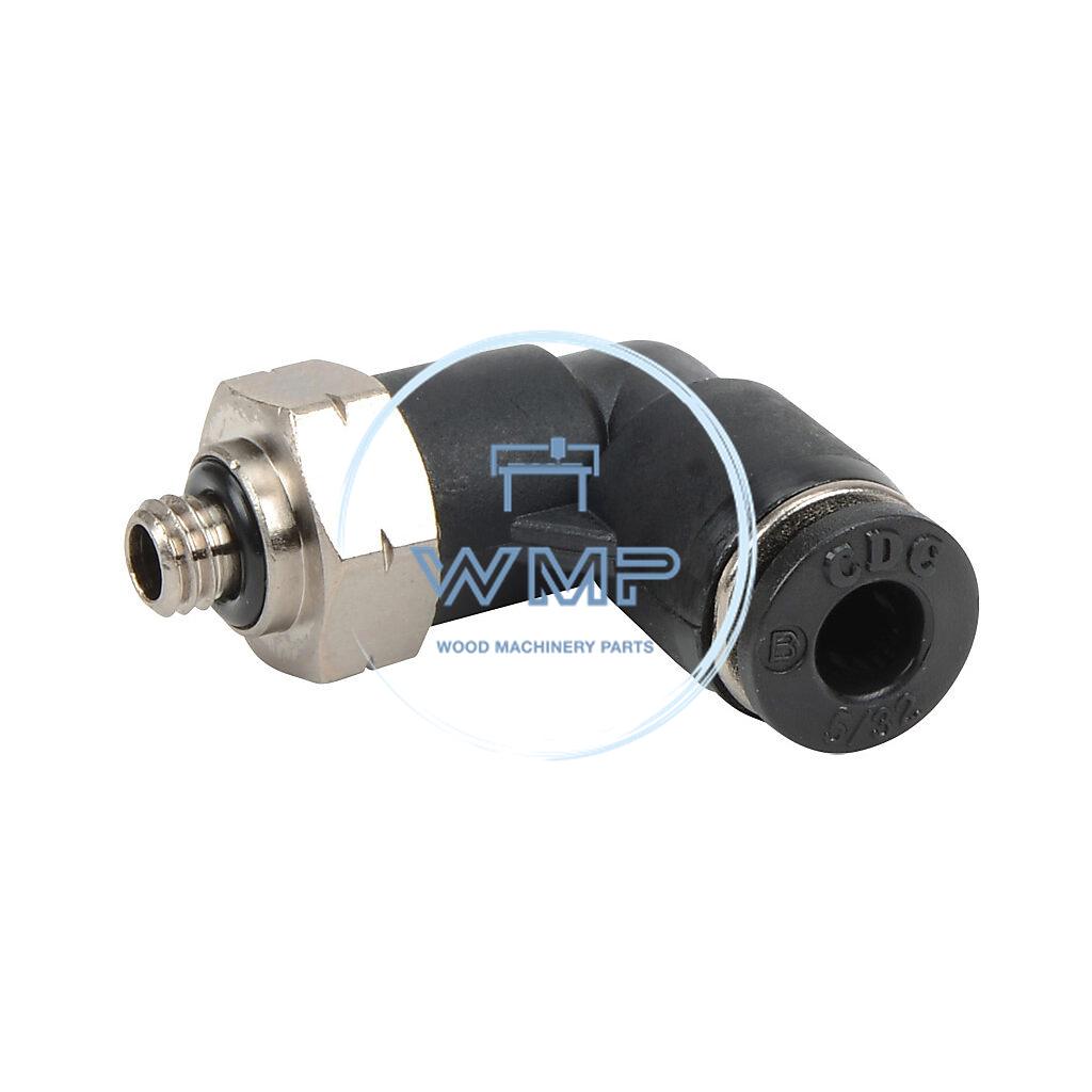 5/32" tube to #10-32 UNF, pneumatic push-to-connect fitting, male, elbow, rotating
