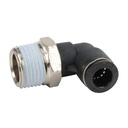 3/8" tube to 1/2" NPT pneumatic push-to-connect fitting, male, elbow, rotating