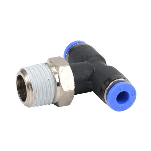 5/32" tube to 1/4" male BSPT, pneumatic push-to-connect fitting, branch tee, rotating