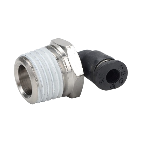 1/8" tube to 1/4" NPT pneumatic push-to-connect fitting, male, elbow, rotating